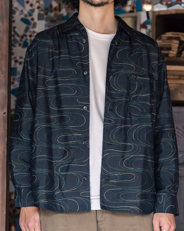 Ryusui regular collar shirt / 着物シャツ 流水模様