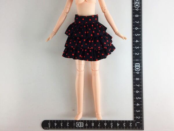 ドール服 1/6 女性用25 ティアードスカート 黒赤ドット A-10 - 画像1