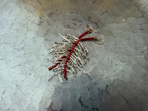 ピアス（earrings) #feather coral red line