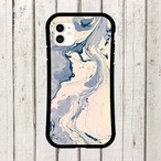 受注生産 iPhoneケース 淡いブルーの水流マーブル｜紙マーブリング MARB045C