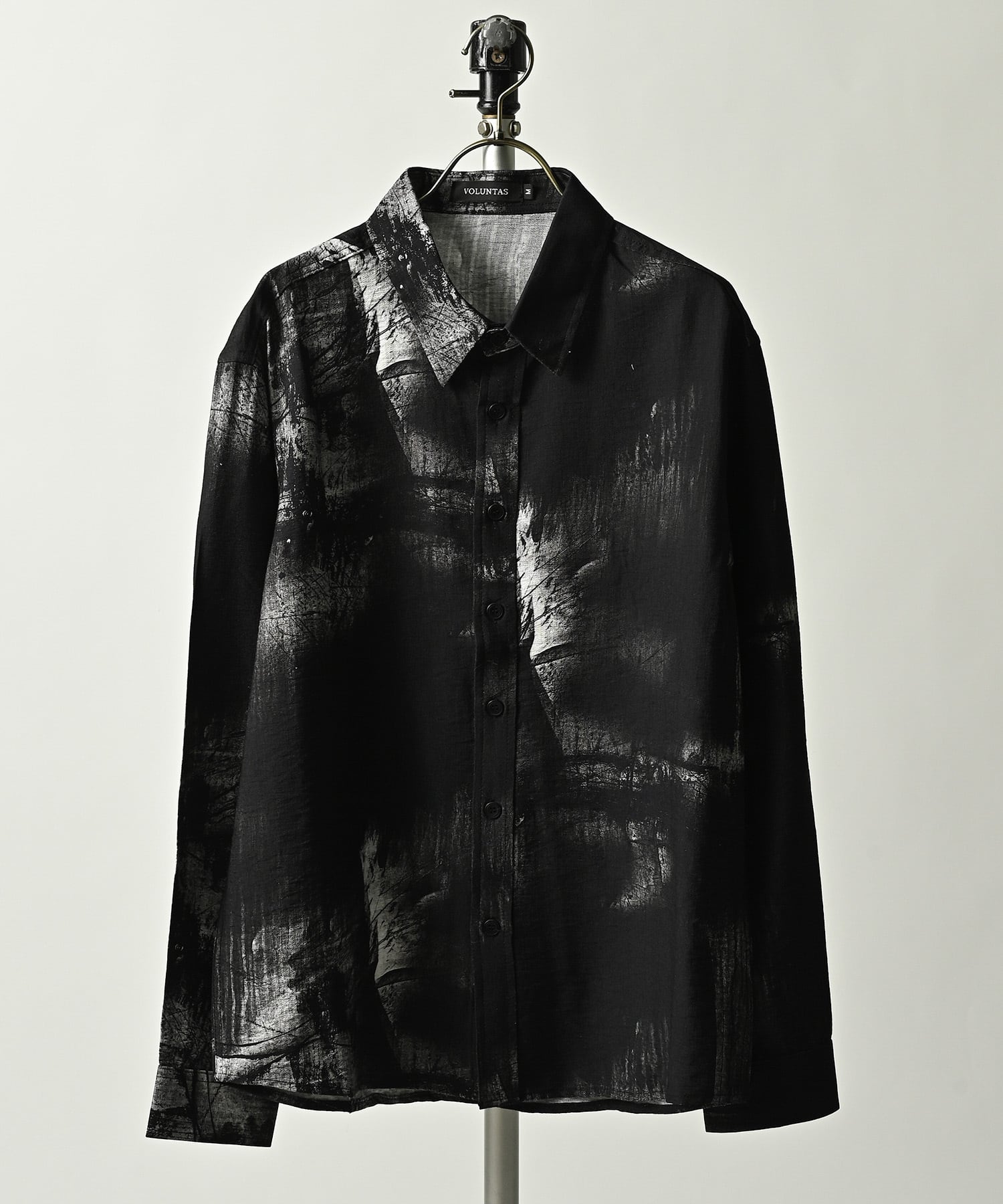 VOLUNTAS Irregular print regular collar shirt (BLK) RS427001