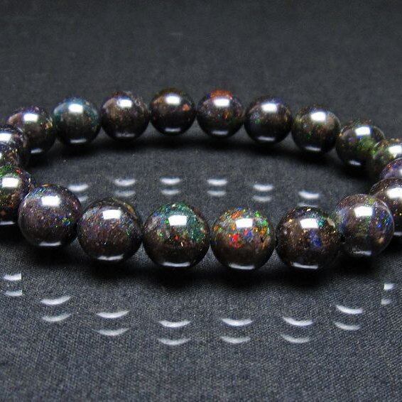 ブラックオパール ブレスレット 10mm 一点物 111-37975