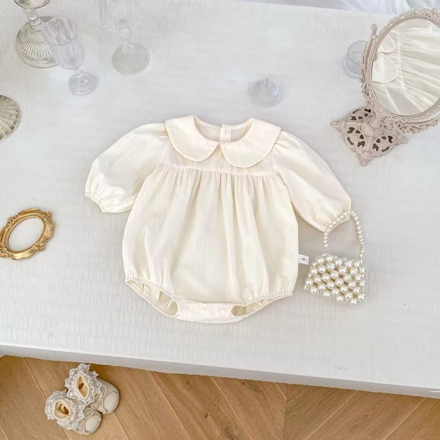 【取寄】レースフラワーワンピース付きのレイラードロンパース