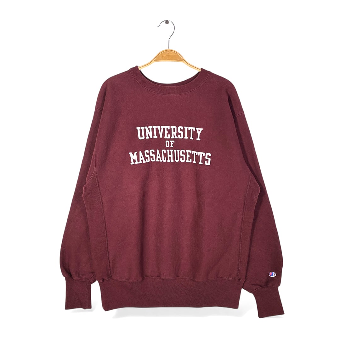 90s チャンピオン USA製 リバースウィーブ ヴィンテージ スウェット カレッジ マサチューセッツ バーガンディー CHAMPION サイズXL 古着 CF0990