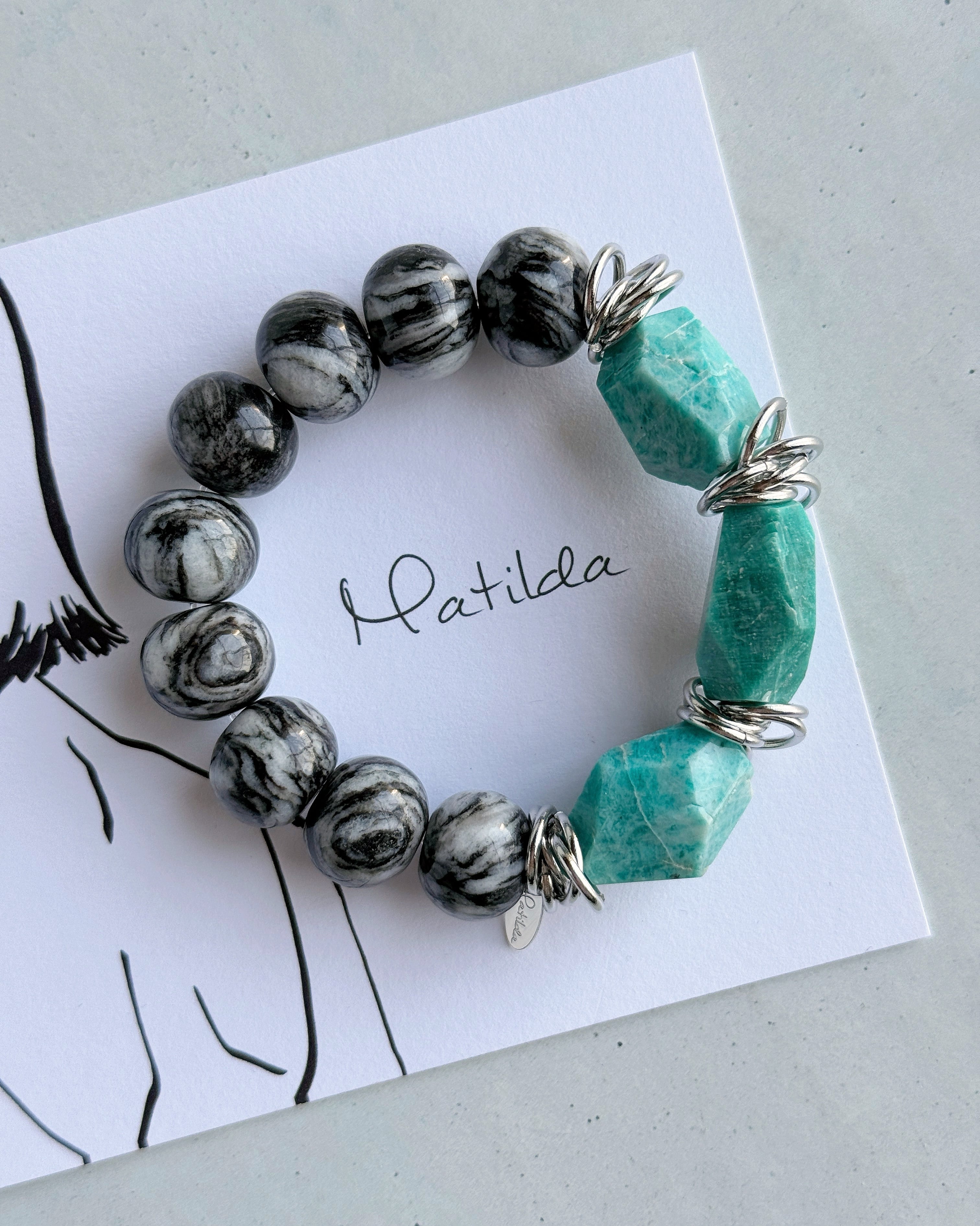 bicolor bracelet(アマゾナイト×ゼブラジャスパー)