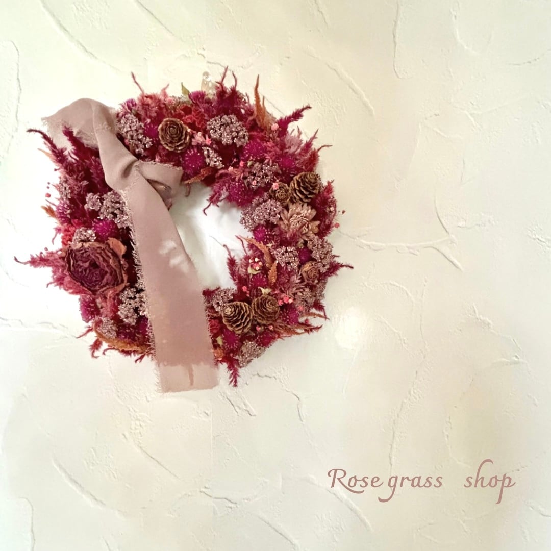 ローズヒップ＊ドライフラワーリース | Rose grass
