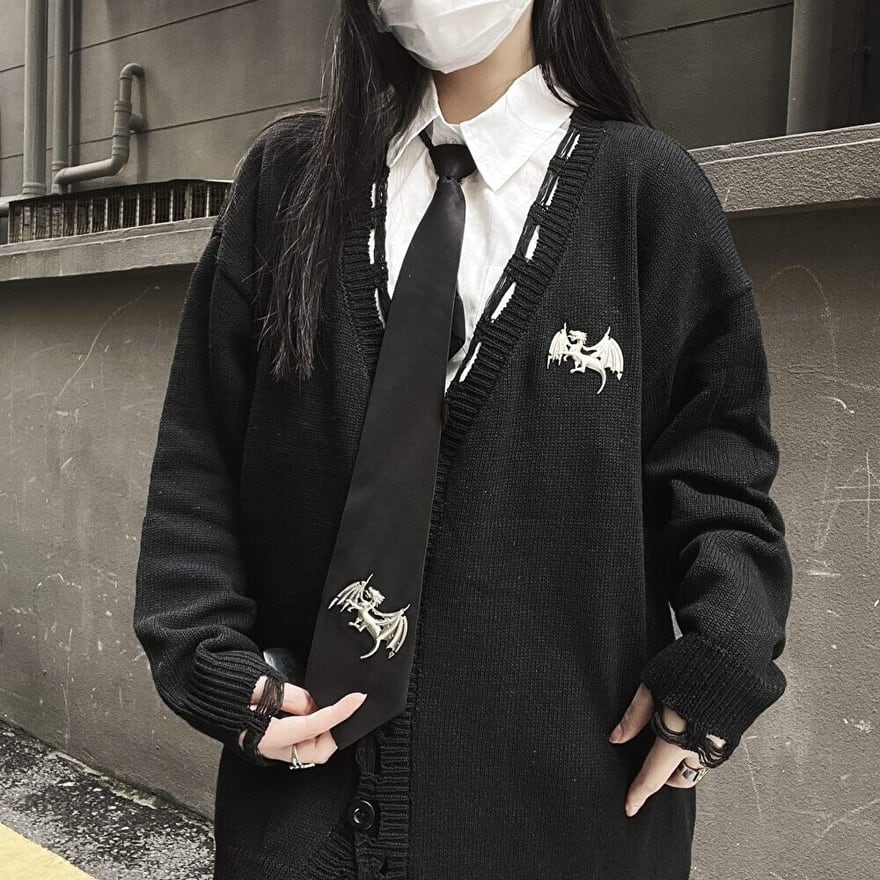 サブカル 服 地雷系 通販 Miubオリジナル ネクタイ ドラゴン メタルギア 闇かわいい 系