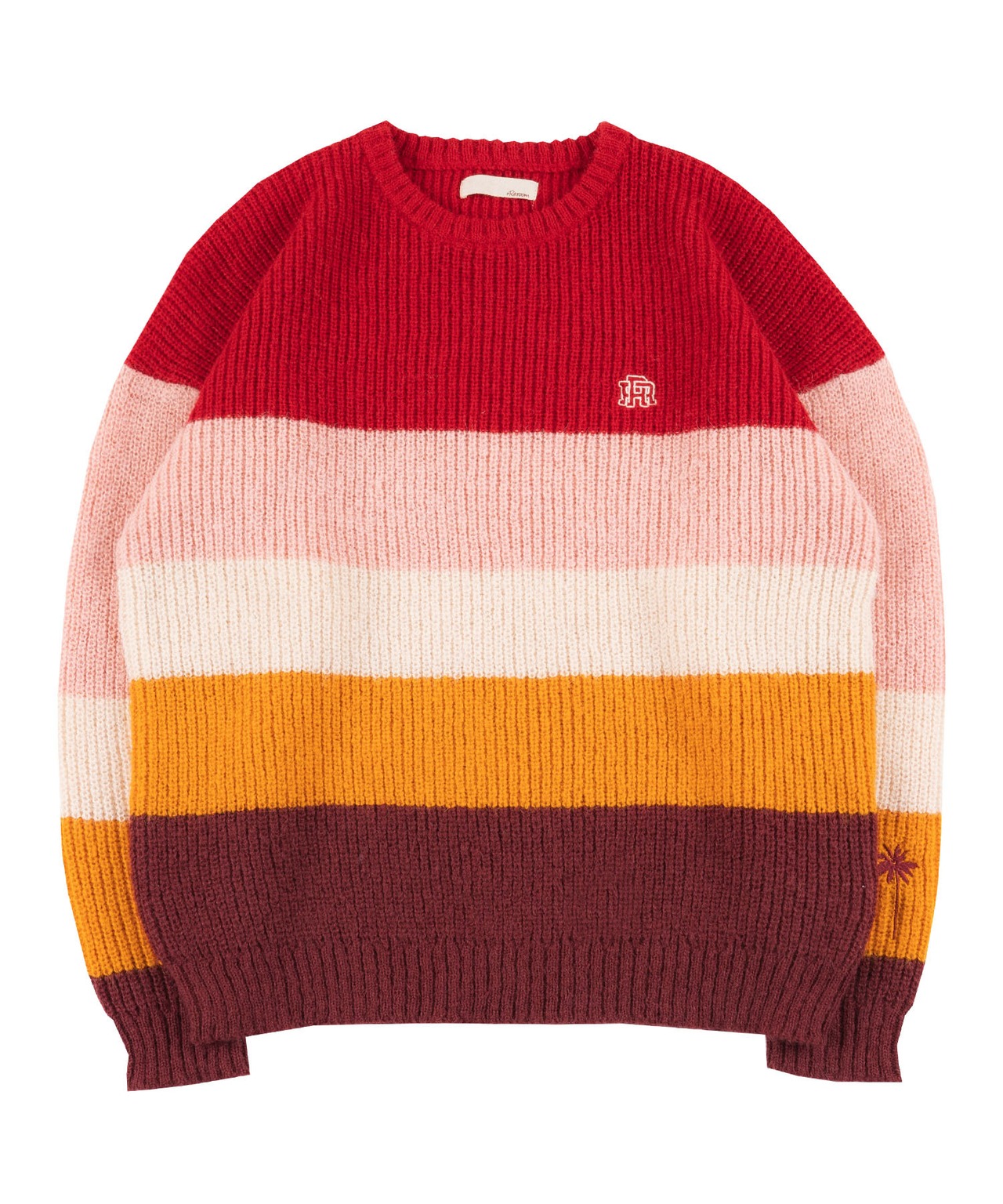 【#Re:room】WOOL COLOR BORDER MOHAIR CREW KNIT［REK113］