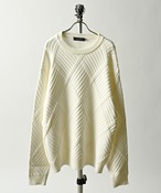 VOLUNTAS Diamond pattern jacquard knit crew neck (WHT) 325002