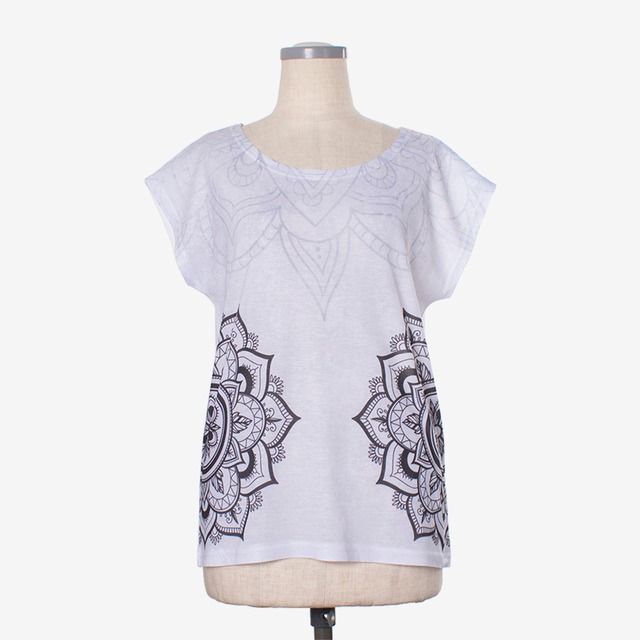 ヨガプリントTシャツ マンダラ６　Yoga print T-shirt Mandala6