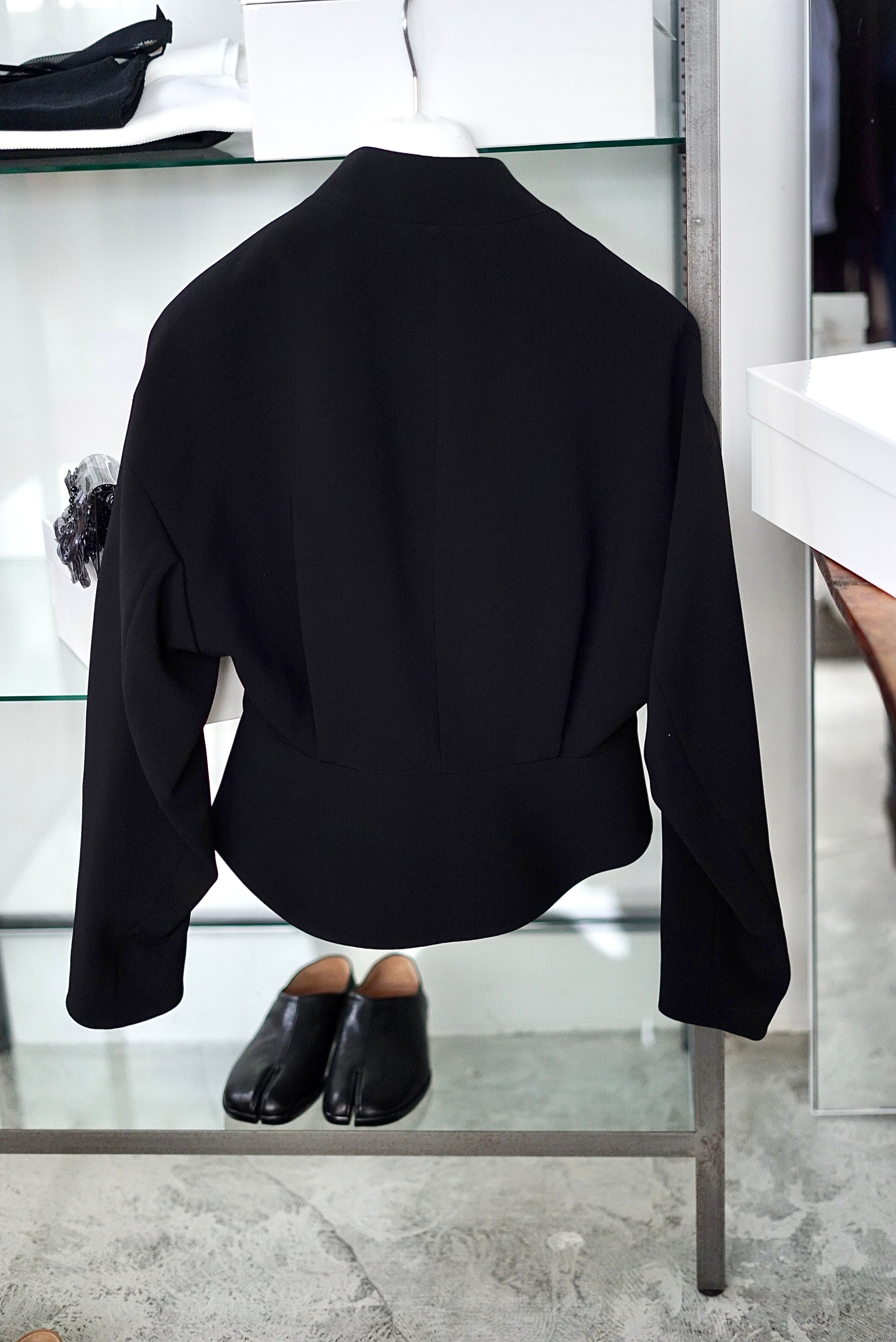 Mame Kurogouchi / Triacetate Polyester Collarless Short Jacket
