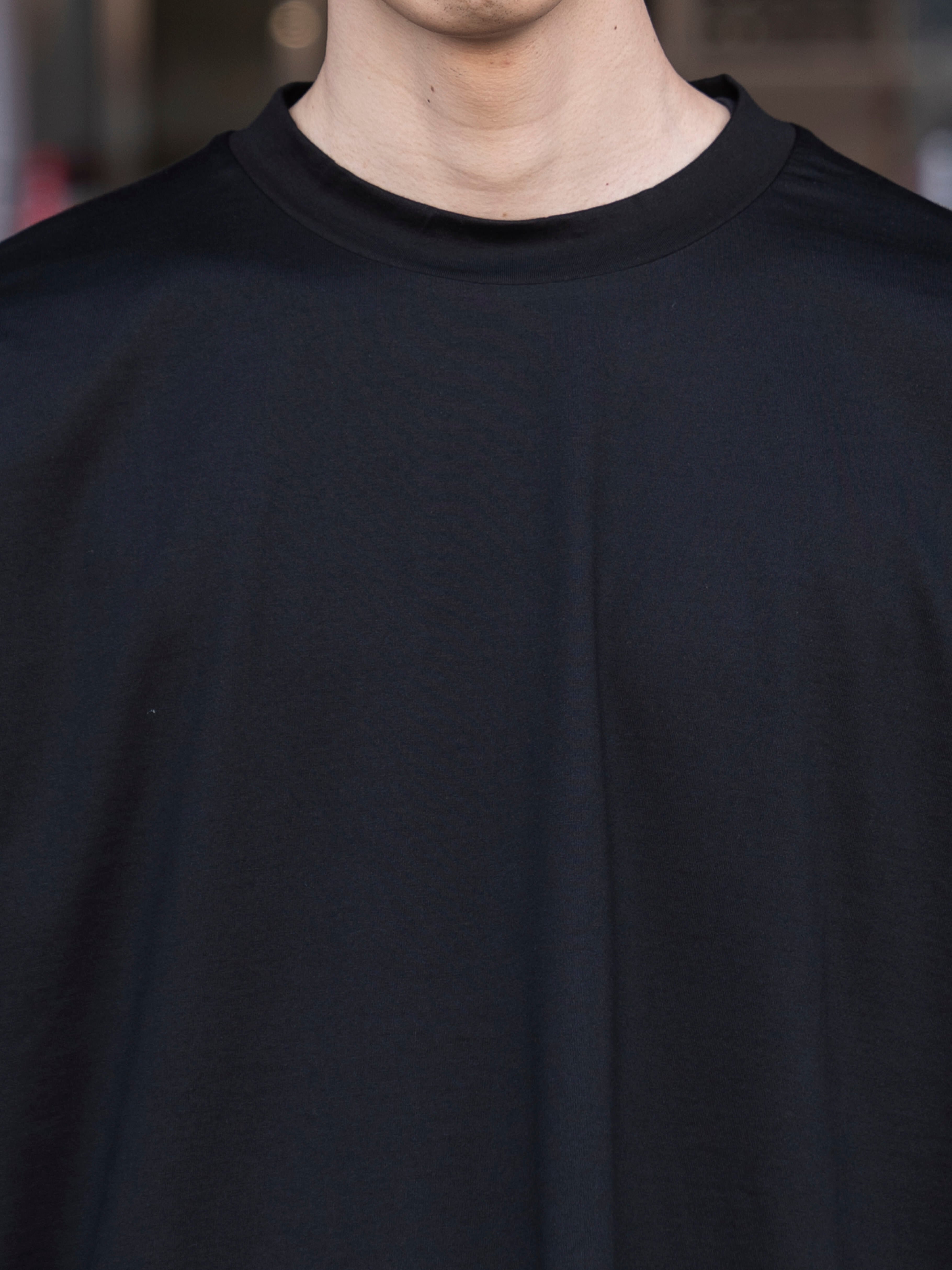 ATON SUVIN 60/2 OVERSIZED LONG SLEEVE T-SHIRT BLACK KKAGLM0018