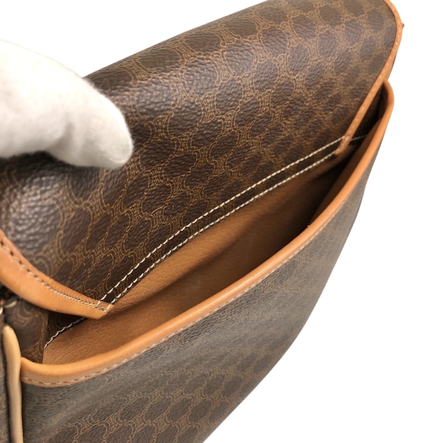 CELINE セリーヌ マカダム ショルダーバッグ ブラウン ブラゾン PVCレザー vintage ヴィンテージ オールド vzsv2x