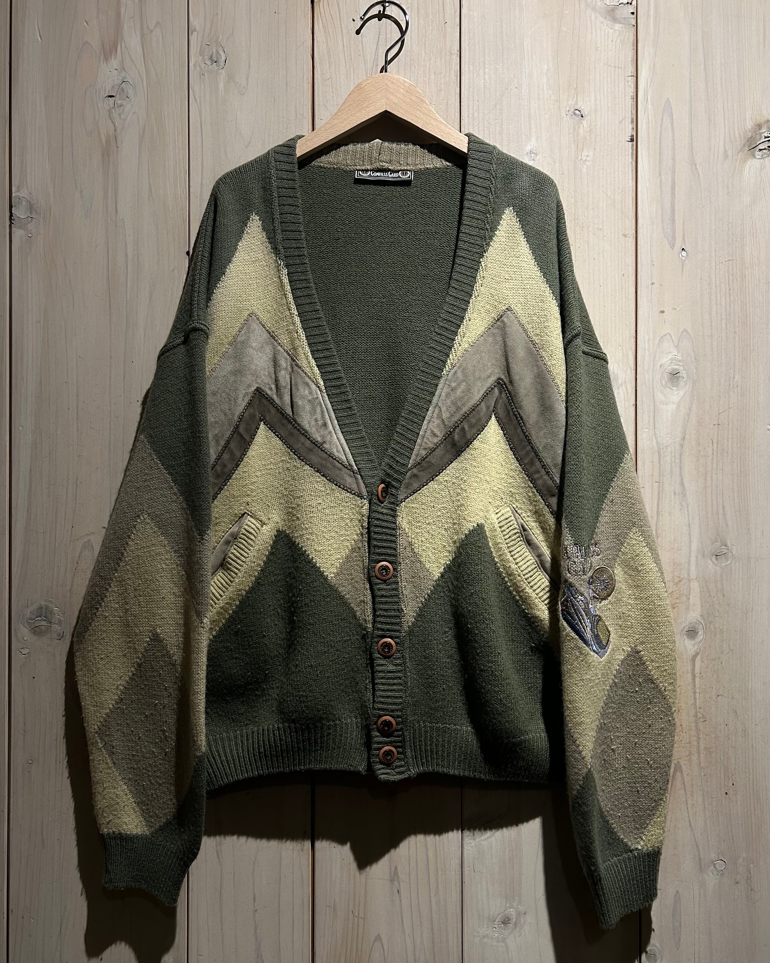 a.k.a.C.a.k.a vintage】Suede Swiching Vintage Loose Knit Cardigan