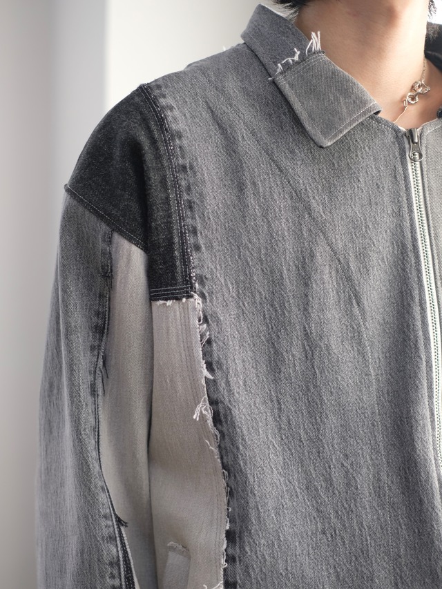 NiLS / patchwork denim zip jacket