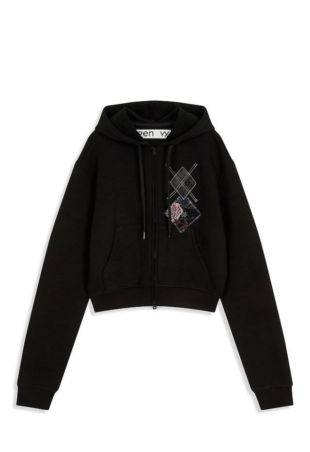 [OPEN YY] ARGYLE PATCHED HOODIE, BLACK 正規品 韓国ブランド 韓国通販 韓国代行 韓国ファッション オープン ワイワイ 日本 店舗