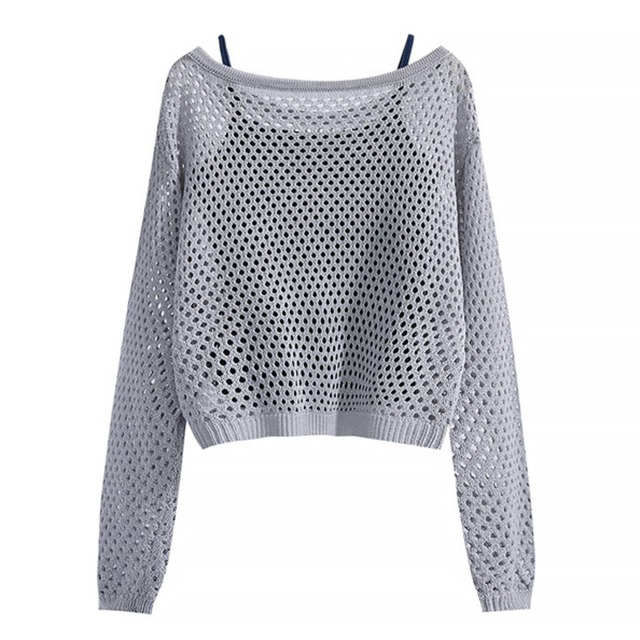 openwork knit layered top L0034