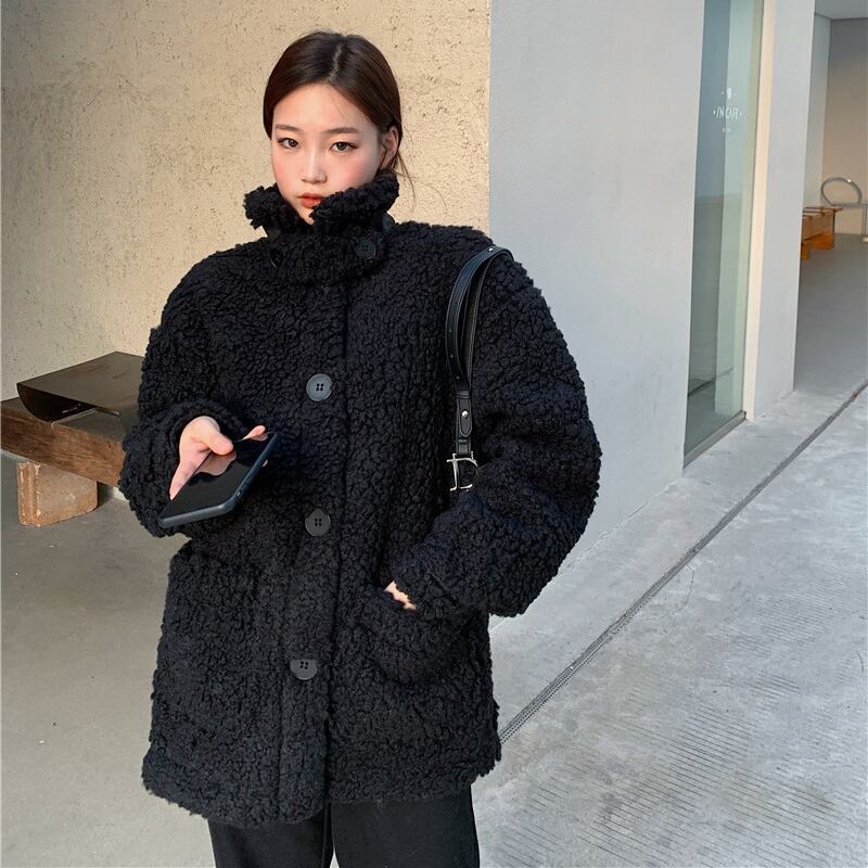 ウールコート ブラックカジュアルオータムウィンター 秋物 冬物 ブラックストロベリース14716118574