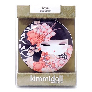 KIMMIDOLL コンパクトミラー 手鏡 おしゃれ かわいい 拡大鏡付き こけし人形 キミドール カヨ(KF1119)