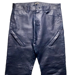 BOTTEGA VENETA navy color biker leather pants