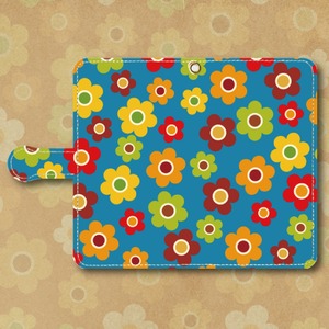 レトロポップ 花柄 青色系 昭和レトロ Androidスマホケース 手帳型ケース Dezagoods Retro レトロポップ 花柄 青色系 昭和レトロ Androidスマホケース 手帳型ケース Dezagoods Retro