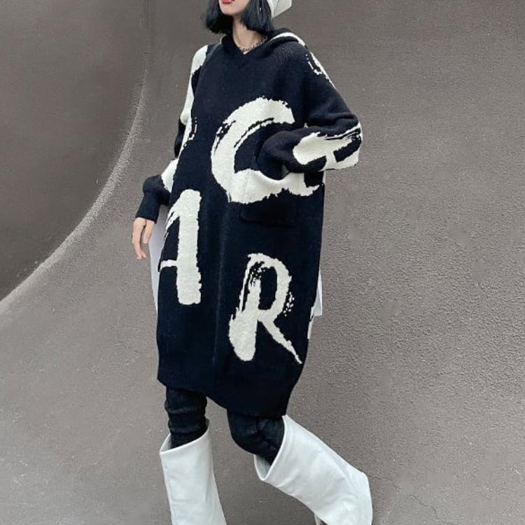 ビッグロゴデザイン オーバーニットワンピース R30302