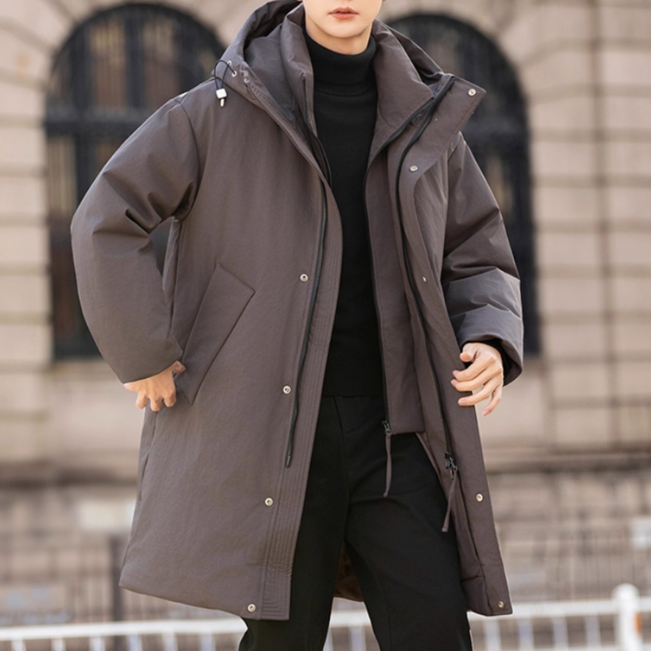 フード付き ヒップ丈 ダウンジャケット af0061