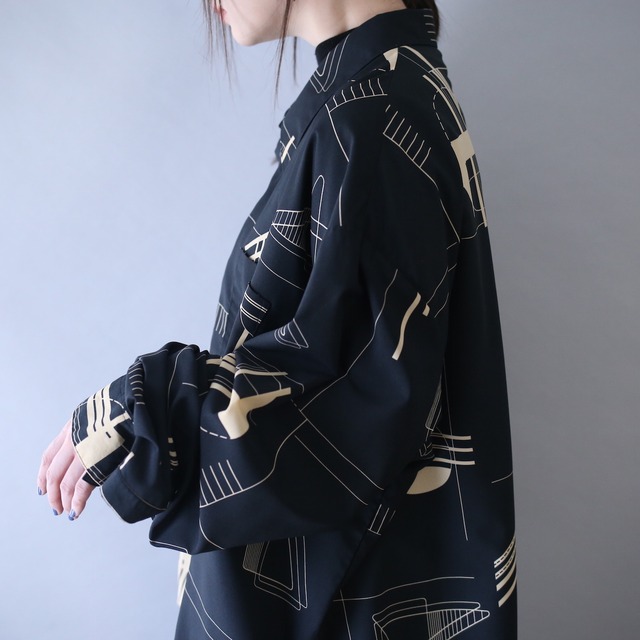 geometry art pattern over silhouette shirt pullover