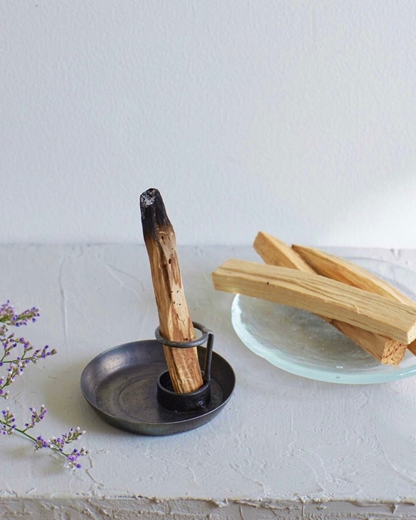 パロサント(4本)とアイアンの香立てセット/香立て付