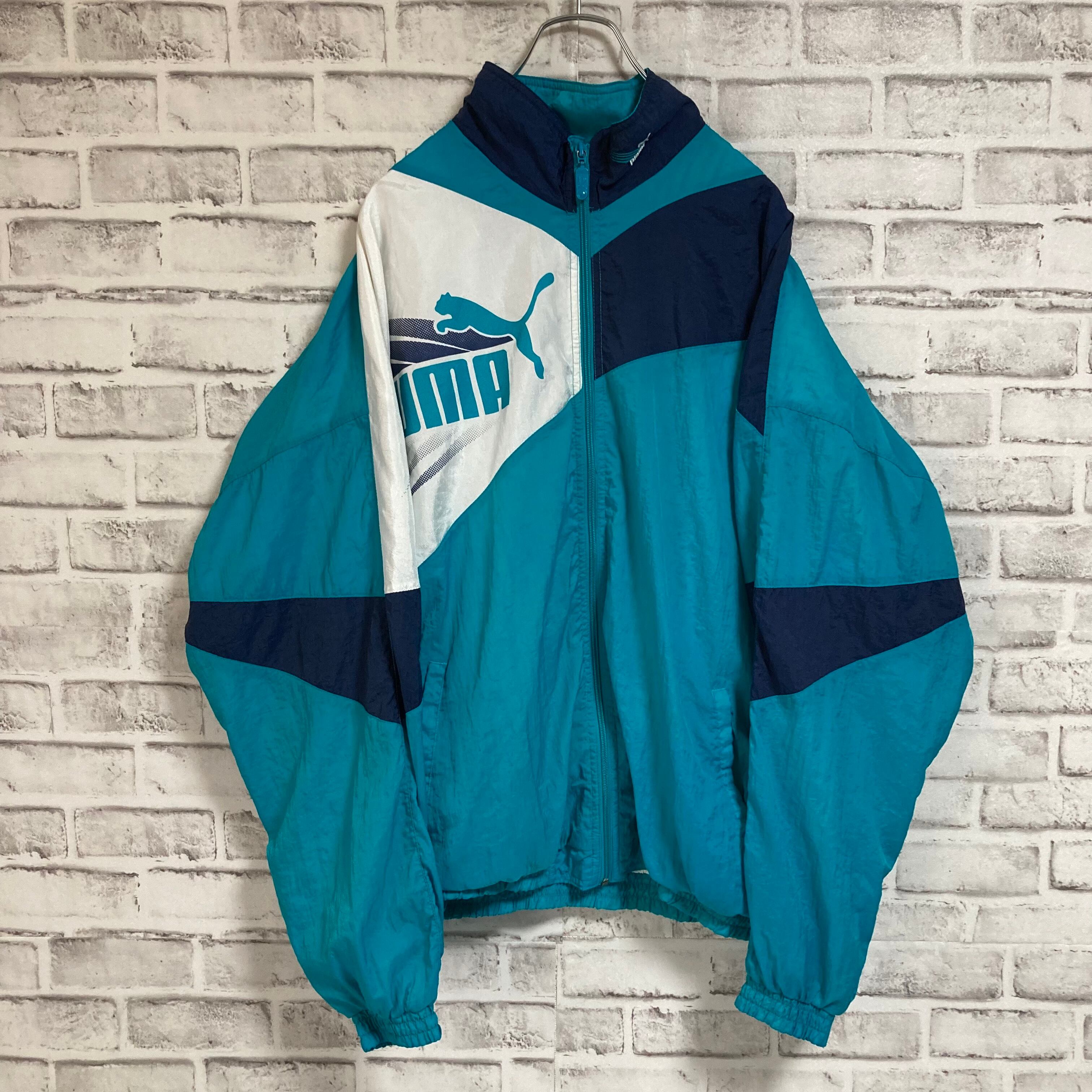 90s PUMA プーマ 刺繍ロゴ 切り替え ナイロンジャケット