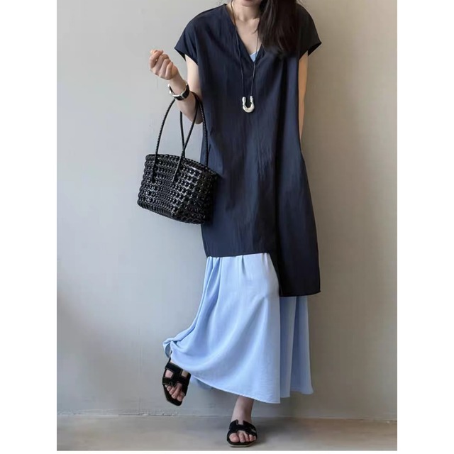 レイヤードスタイル2ピースワンピース　0062