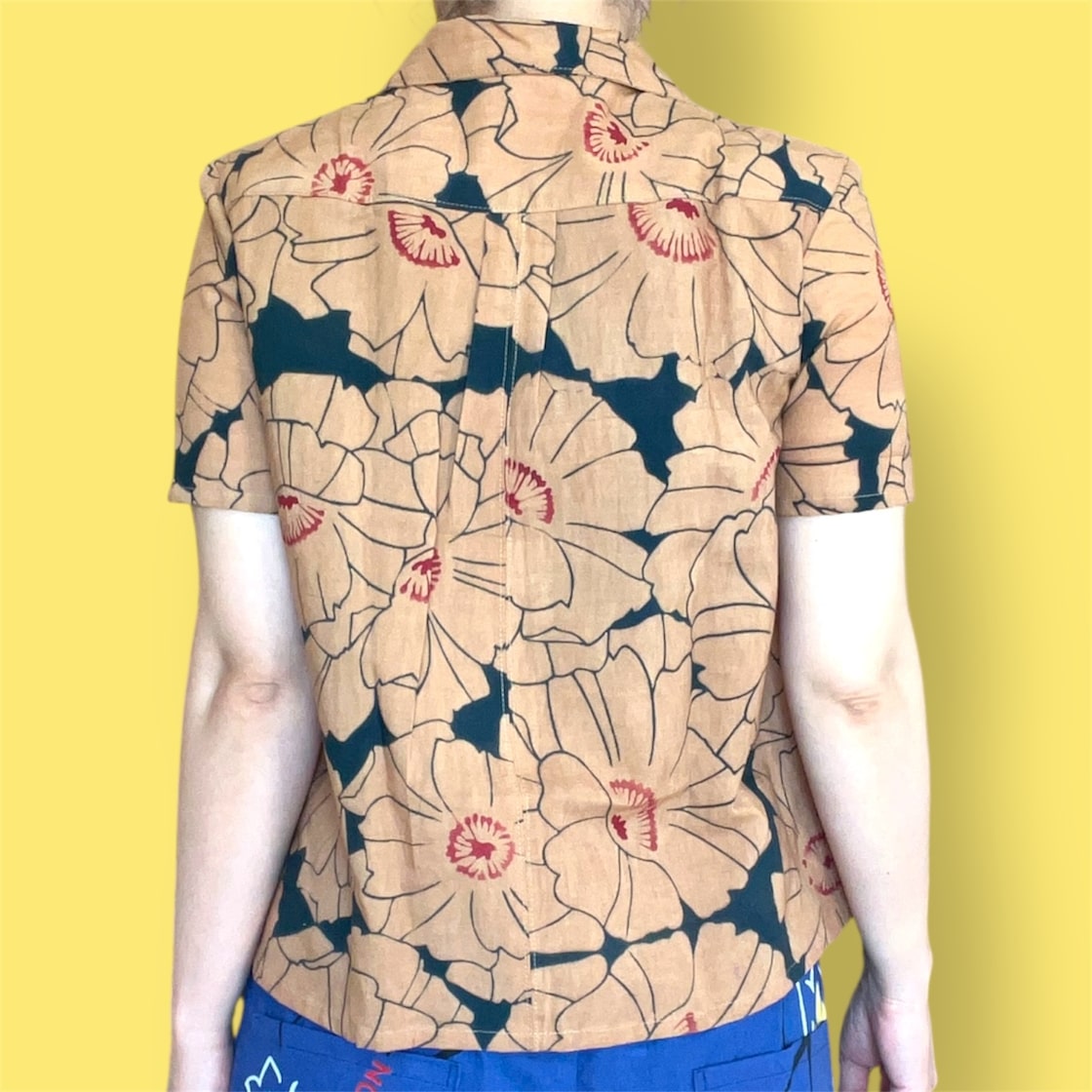 柿渋染め反物アロハシャツ