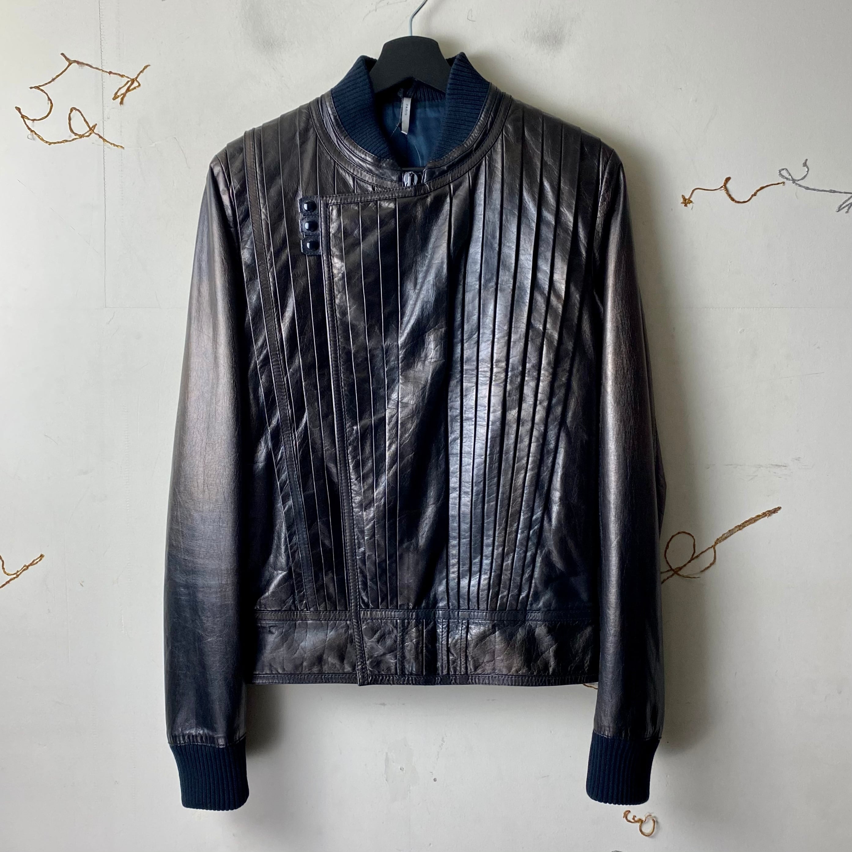 2009SS DIOR HOMME pleats design metallic leather leather riders 