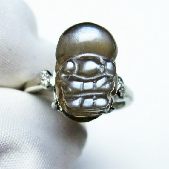 ムーンストーン 指輪 リング 貔貅（ひきゅう） 16号 一点物 [M便 1/20] 115-4430