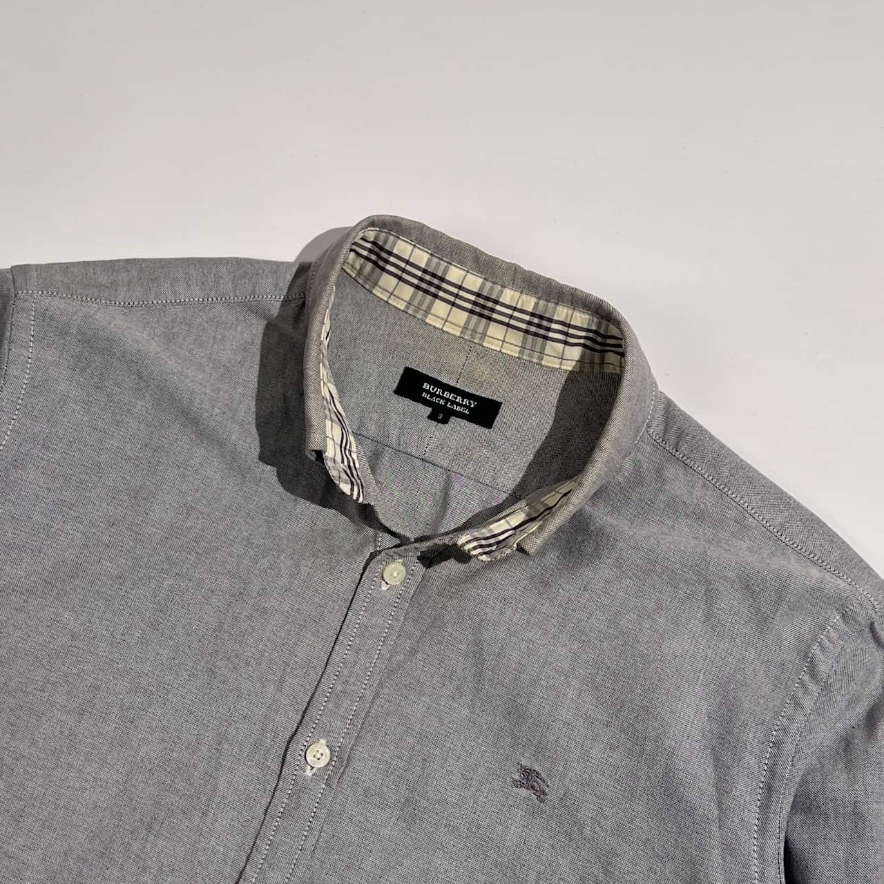 BURBERRY BLACK LABEL バーバリーブラックレーベル  オックスフォード ワンポイント 長袖 シャツ サイズ 3 /グレー系 メンズ