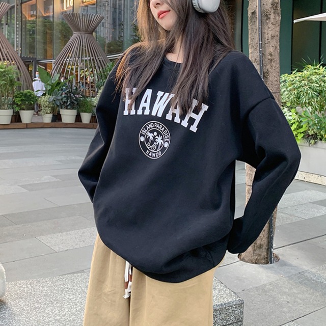 22aw ハワイアンプリントスウェット 韓国レディースファッション通販 Krex ケーレックス