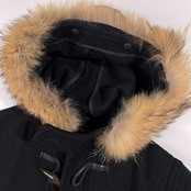 USA製 フィデリティ FIDELITY ジャーナルスタンダード別注 コヨーテファー付き ダッフル ショート コート サイズ M /ブラック/アメリカ製