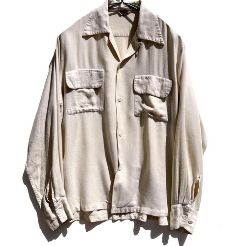 Vintage Open Collar Rayon Shirt [1950s-] Vintage Open Collar Shirt
