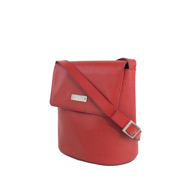 CELINE セリーヌ ショルダーバッグ レッド ロゴ レザー vintage ヴィンテージ オールド pzggnu