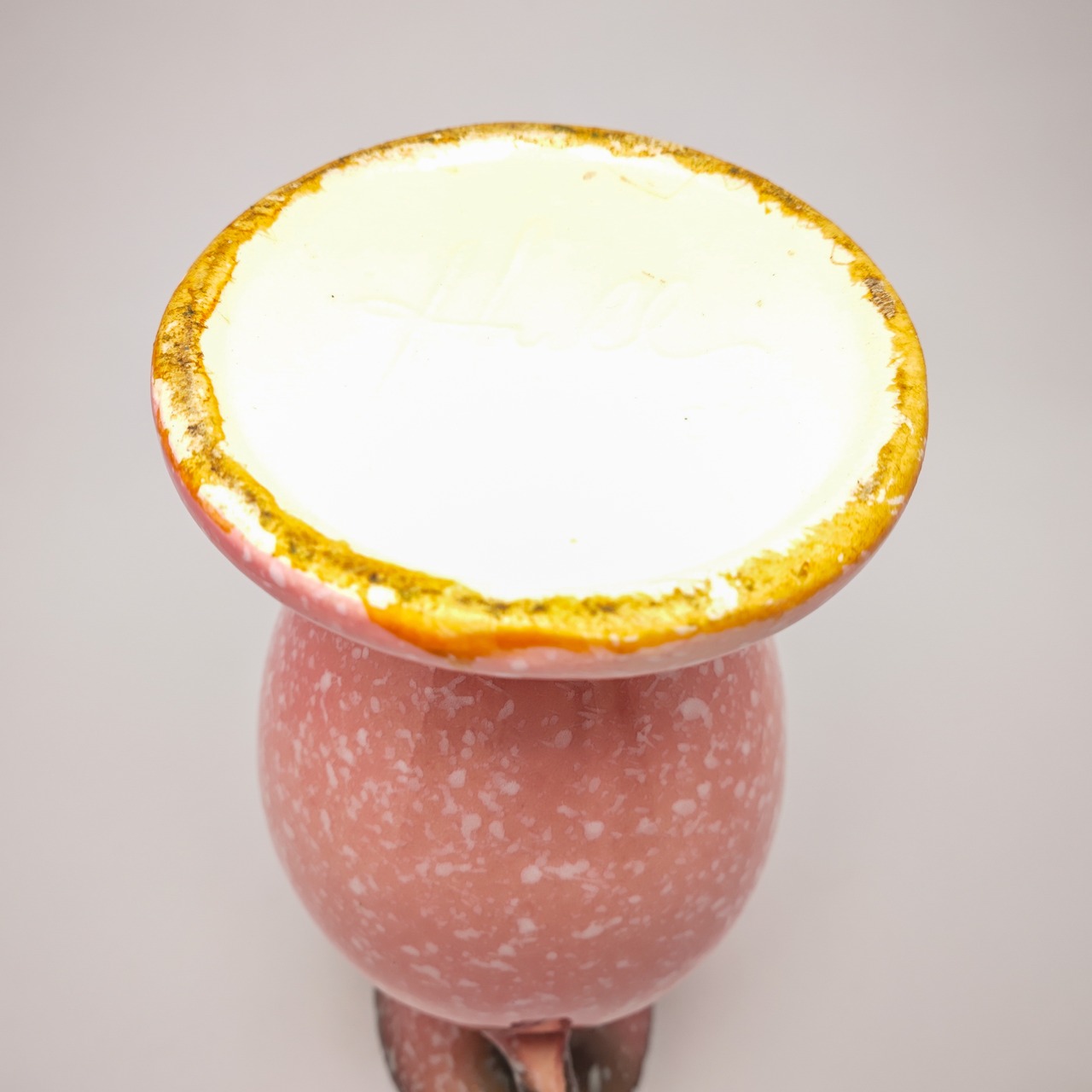 ヴィンテージ雑貨 セラミックフラワーベース（ピンク×グレー）