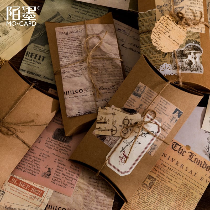 MO・CARD陌墨】复古收藏室シリーズ レトロ素材バッグ ステッカー DIY