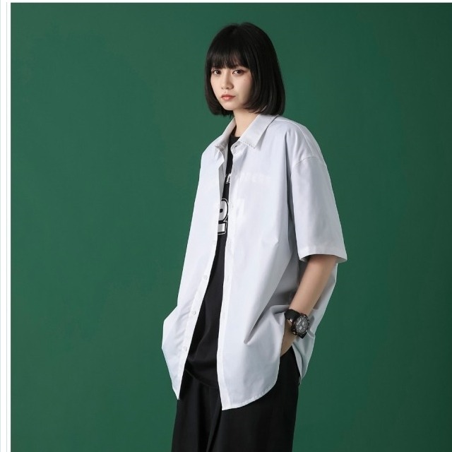 韓国 ファッション レディース シャツ メンズ 半袖 ロング丈 シャツ ロングシャツ ストライプシャツ 切り替え 切替 ストライプ柄 カジュ Basecamp49 韓国 ファッション レディース シャツ メンズ 半袖 ロング丈 シャツ ロングシャツ ストライプシャツ 切り替え 切替 ストライプ柄 カジュ Basecamp49