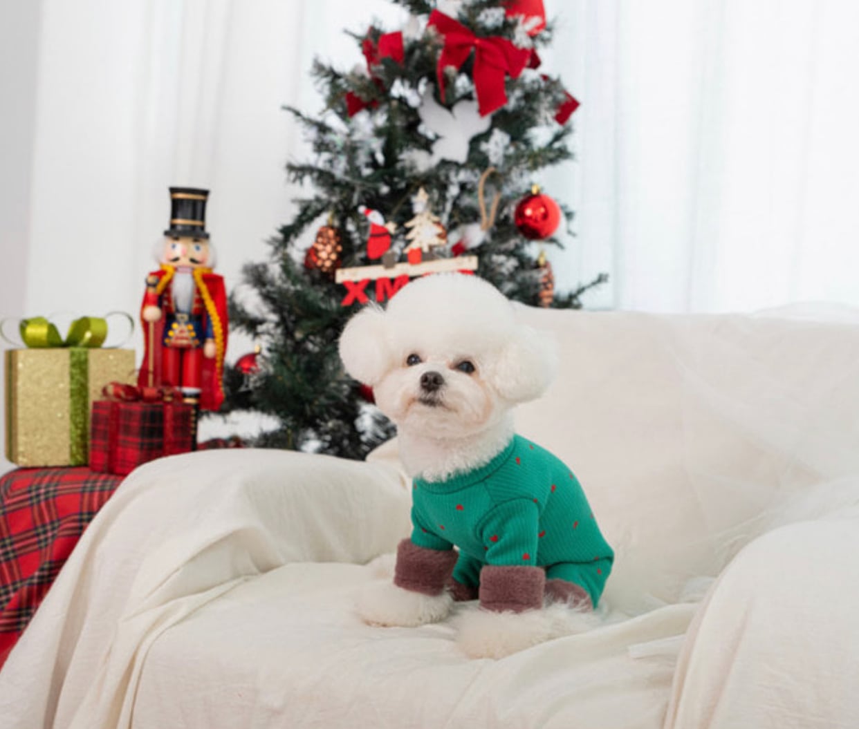 santa all in one S ~ 2XL / 犬服 秋冬 新作 オールインワン 可愛い 犬の服 ロンパース ドッグウェア つなぎ 裏起毛 暖かい b49