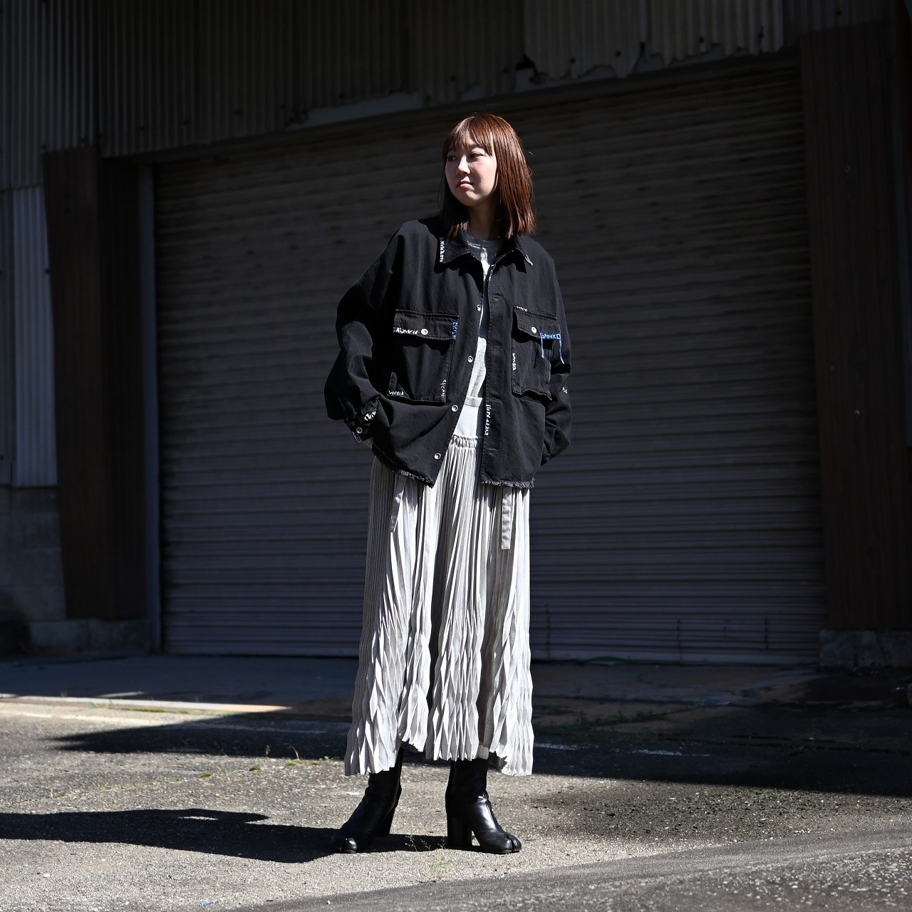 KUON / GANKO別注 Sashiko Kimono Sleeve Cutoff Denim shirt jacket レディースコーディネート