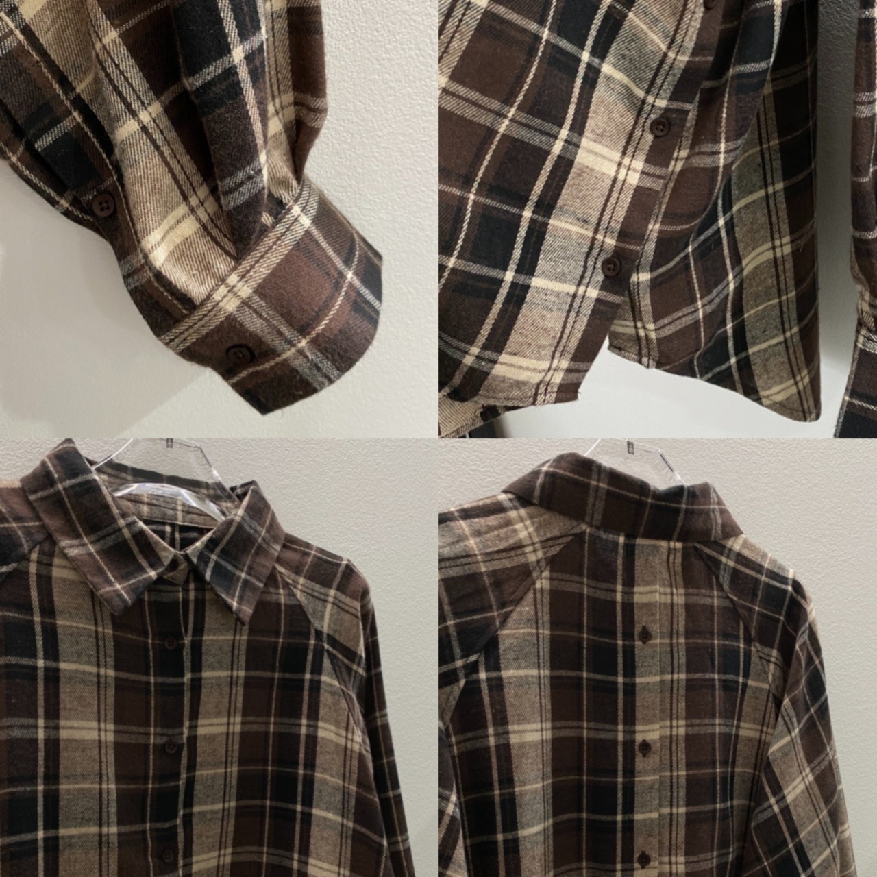 フランネルマルチウェイボタンルーズSH/ブラウン