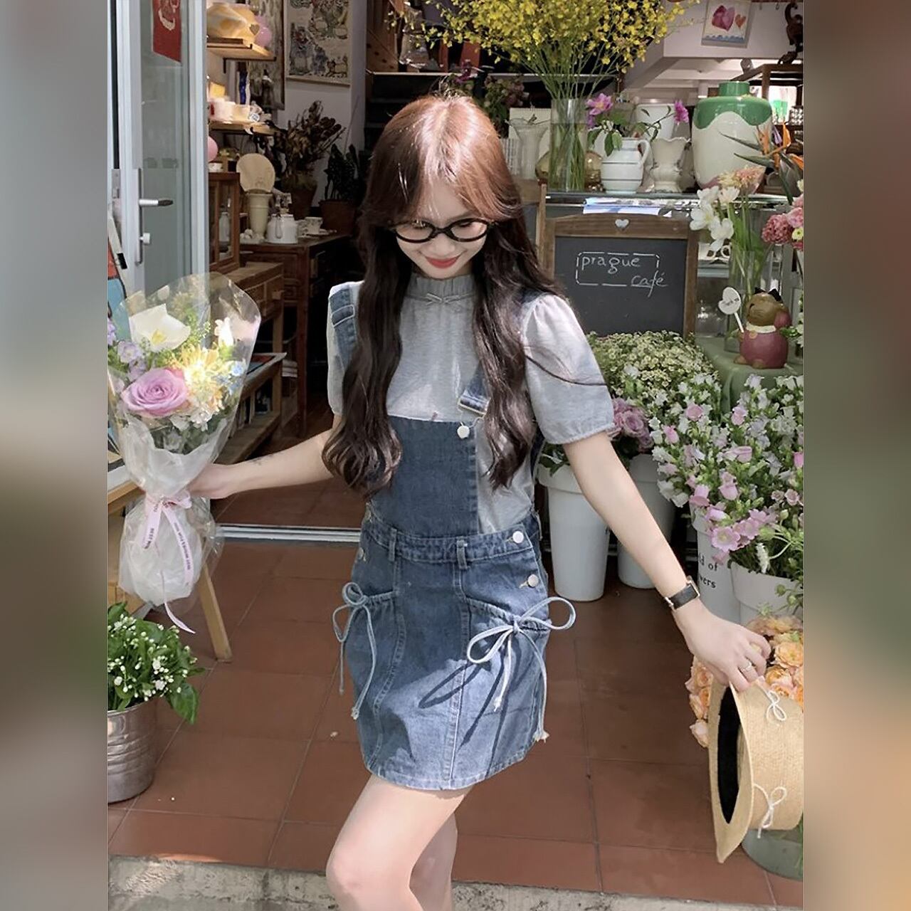 サロペット デニム レディース オールインワン オーバーオール サイド