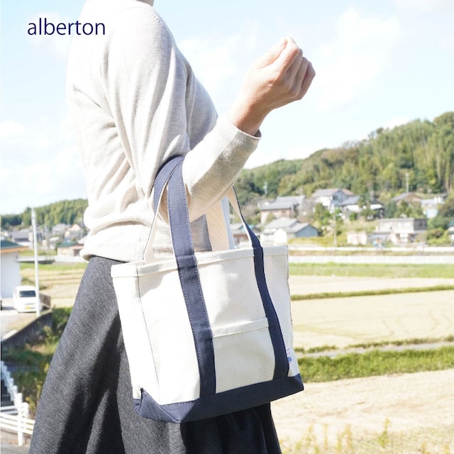 alberton tote bag S size　(生成り × ネイビー)