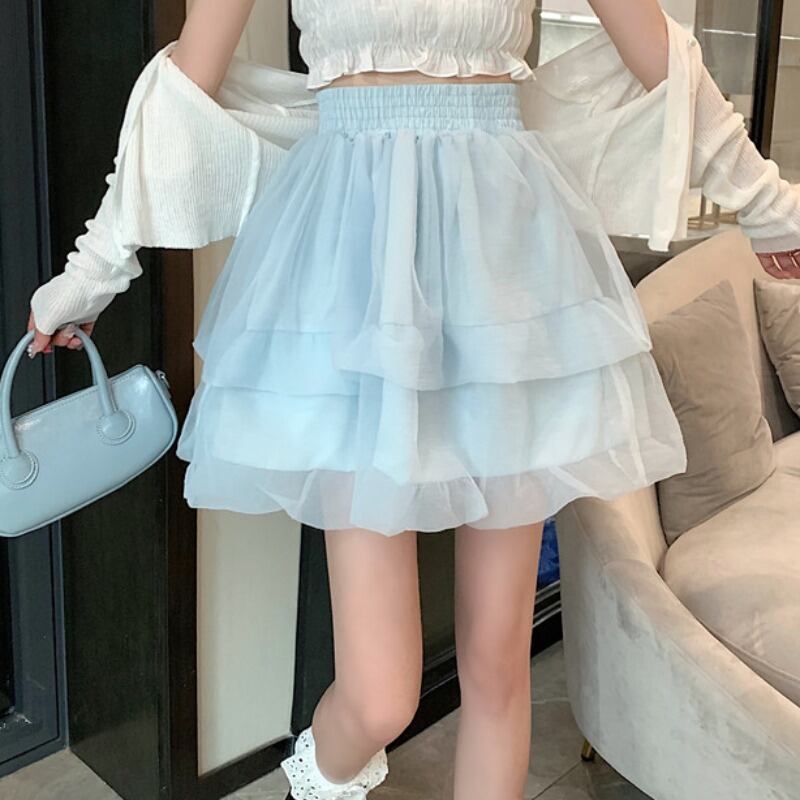 ウェストスカート サマー薄手Aラインショート ふわふわ 夏物 萌量不足18424321498