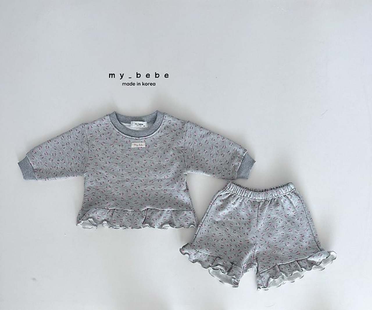 韓国子供服 / Mybebe / ソフトジュリーフリルセット / セットアップ *XS~XL*