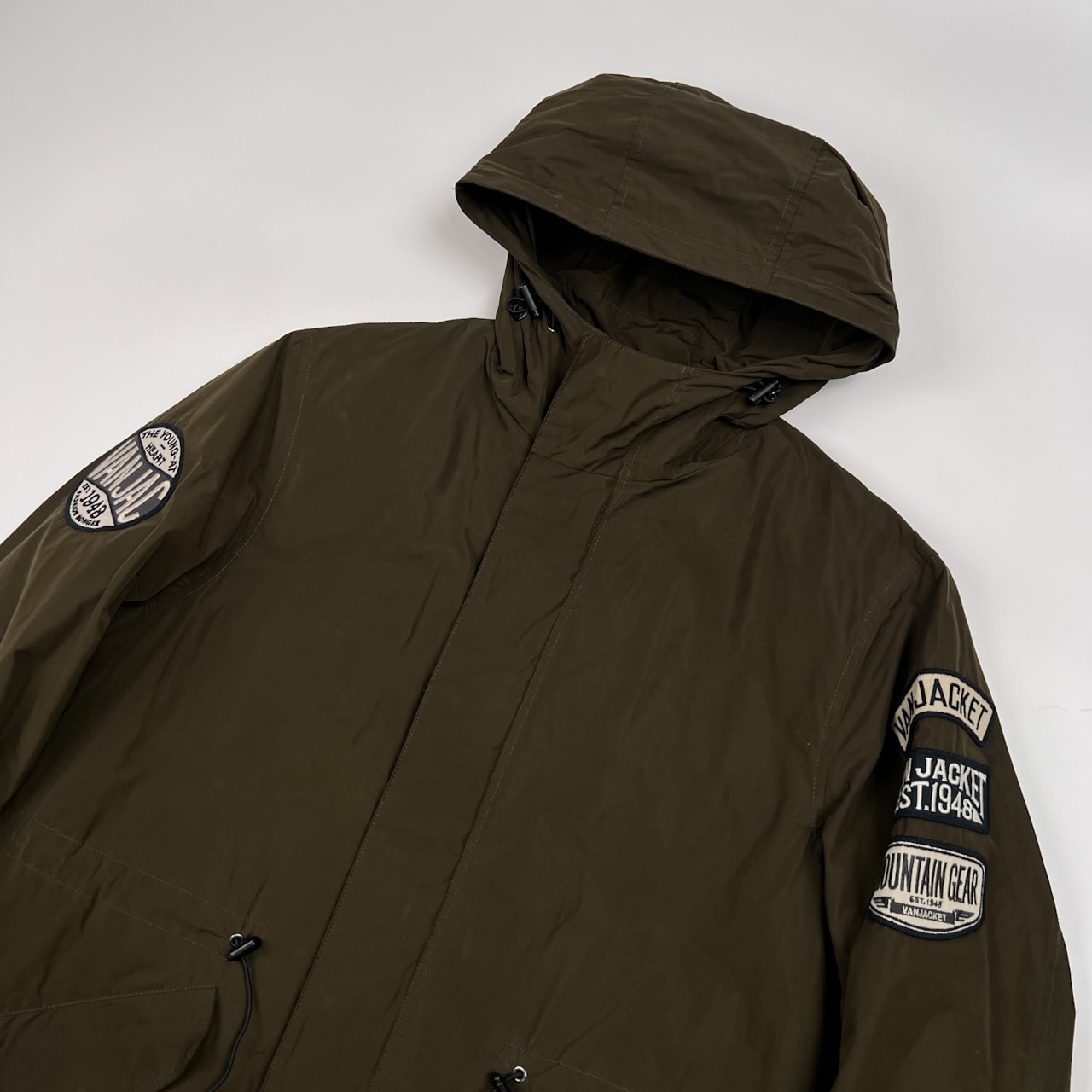 VAN JAC ヴァンヂャケット ワッペン ミリタリー ジャケット モッズ サイズ M /フード/ライナー付き/ダークカーキ